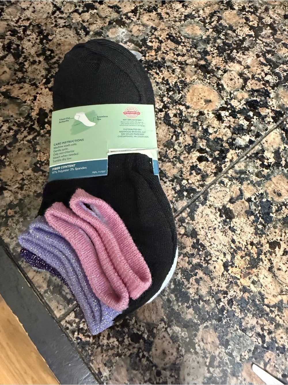 Girls  White No-Show Socks with Aqua and Yellow Accents - 6 Pairs